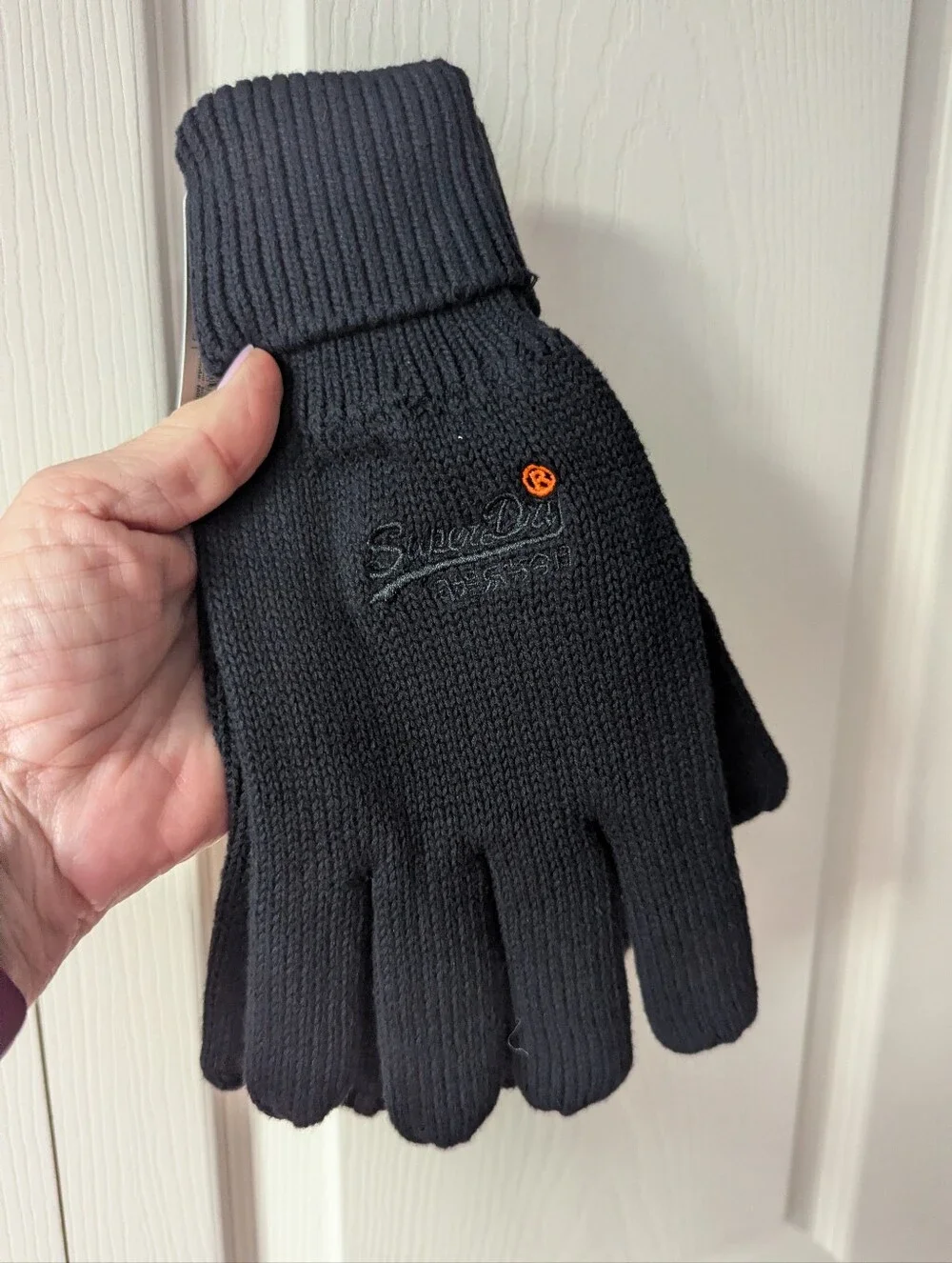 NWT Superdry Orange Label Basic Knit Gloves Black One Size | Winter Unisex